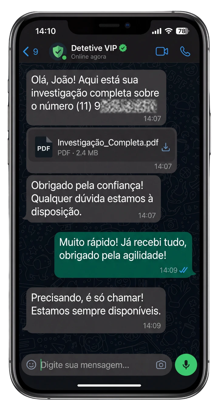 Detetive VIP - Investigação entregue via WhatsApp